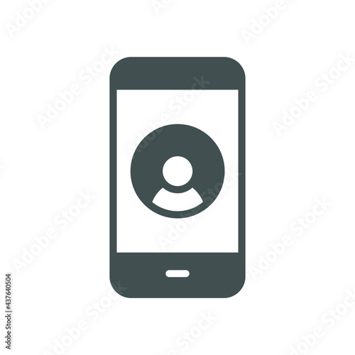 Mobile account glyph icon, create new my profile for profile network. user page in social network template. avatar personal contact pictogram. vector illustration. design on white background. EPS 10