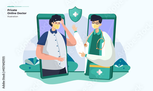 Personal online doctor consultation illustration concept