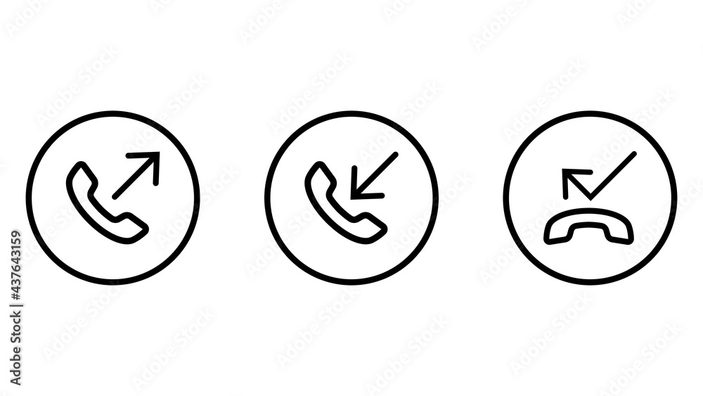 Mobile Phone Line Icon Smartphone with incoming messages, incoming calls and missed calls Mobile Phone Line Icon Smartphone with incoming messages, incoming calls and missed calls
