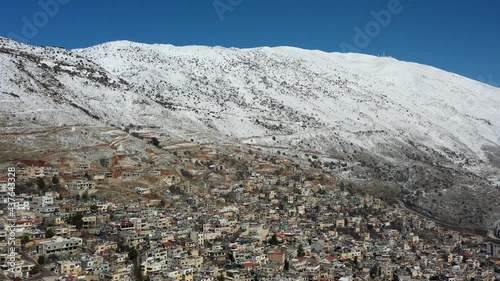 Aerial view over Majdal Shams Village on Hermon Mountain
Drone view from North Israel druze Village,2021
 photo