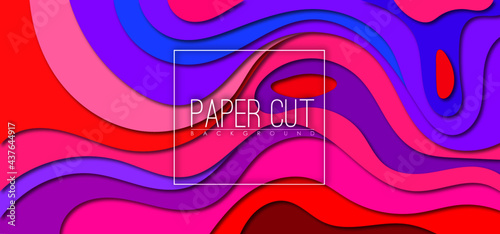 abstract paper wave layer cut background. Paper art style of cover design for business banner template and material design. Vector illustration.