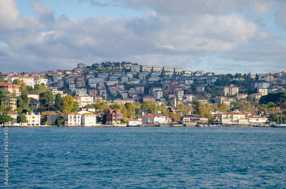 Landscape city Istanbul in Turkey view from the seashore,
