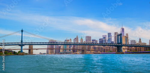 Manhattan Bridge Manhattan skyline background ,New York City, USA

