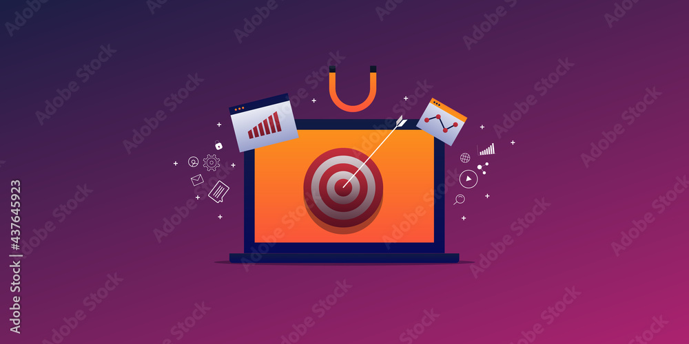 Digital marketing solution, Digital media target, inbound marketing and business data analytics, advertising technology, communication concept. Digital marketing solution, Digital media target, inbound marketing and business data analytics, advertising technology, communication concept.