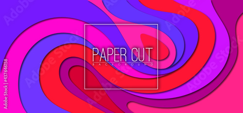 abstract paper wave layer cut background. Paper art style of cover design for business banner template and material design. Vector illustration.