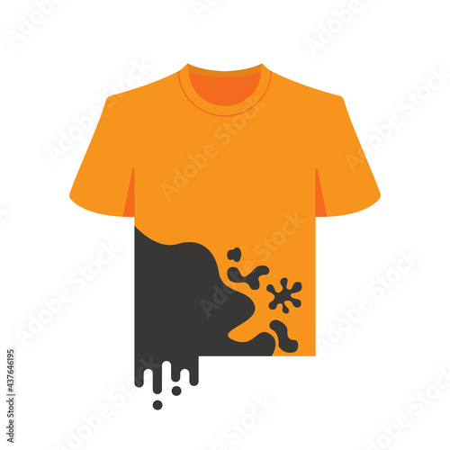 Orange t-shirt with dirt isolated on white background vector illustration.