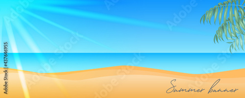 Abstract summer banner with palm leaves background