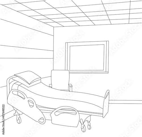 hospital ward sketch interior isolated