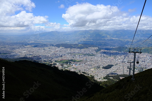 Ecuador Quito - TeleferiQo to Pichincha Volcano Cable car and Quito in background