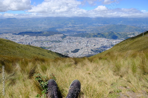 Ecuador Quito - Top station of TeleferiQo with view to Quito photo