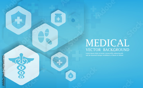 Geometric futuristic hexagon shape. Medical wallpaper vector design