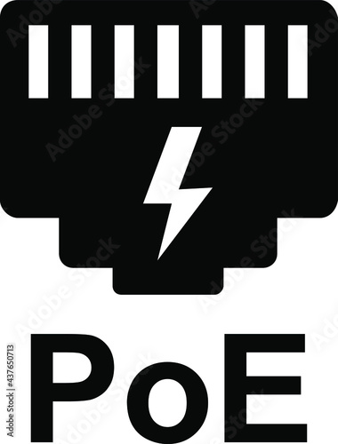 Ethernet icon vector. PoE WAN sign. 