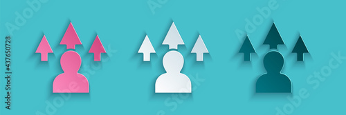 Paper cut Web design and front end development icon isolated on blue background. Paper art style. Vector