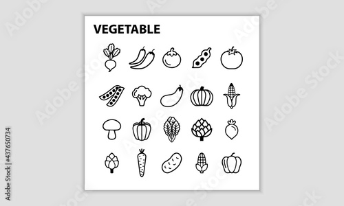Natural vegetables black line icon. Set of healthy, organic food.