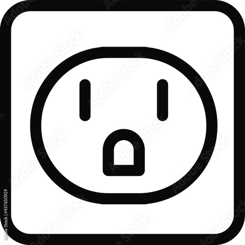 power socket icon line vector 