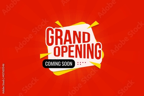 Grand opening announcement banner invitation with megaphone speaker opening celebration vector illustration