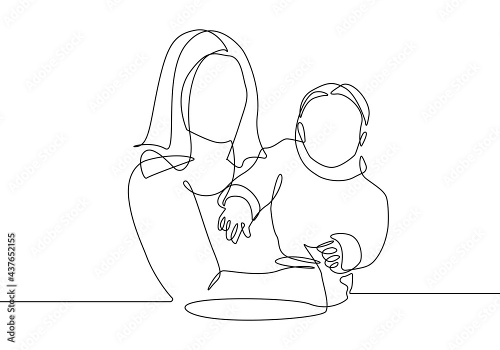 Happy Family Continuous Line Art Drawing. Mother and Baby Abstract Line Drawing Minimalist Illustration. Vector EPS 10. Happy Family Continuous Line Art Drawing. Mother and Baby Abstract Line Drawing Minimalist Illustration. Vector EPS 10.