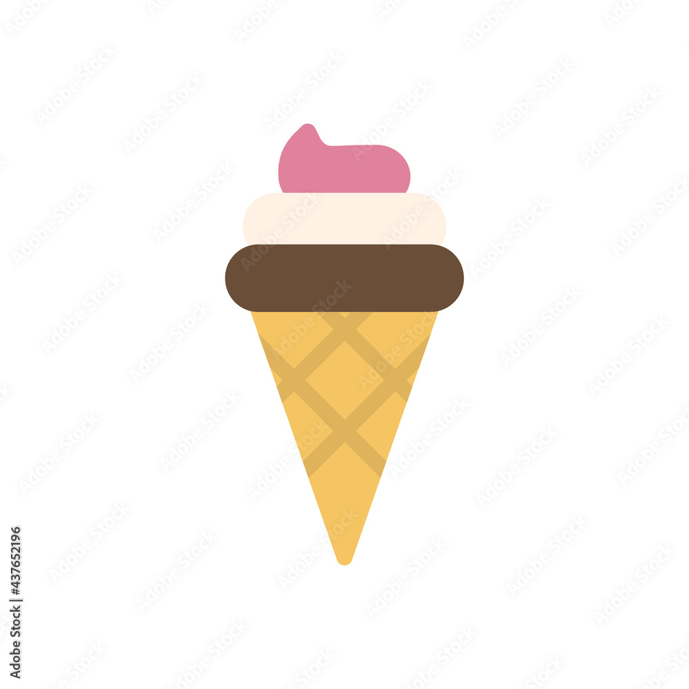 Ice Cream Vector Icon in Flat Style. Ice cream is a sweetened frozen food typically eaten as a snack or dessert. Vector illustration icon can be used for an app, website, or part of a logo.