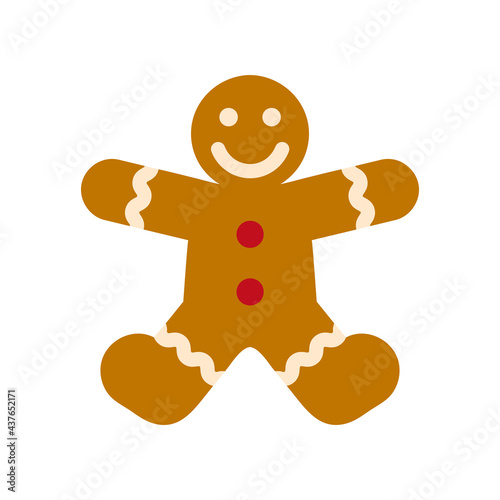 Christmas Xmas Ginger Bread icon in Flat Style. Ginger bread is a typical Christmas cake in the shape of a man. Vector illustration icon that can be used for apps, websites, or part of a logo