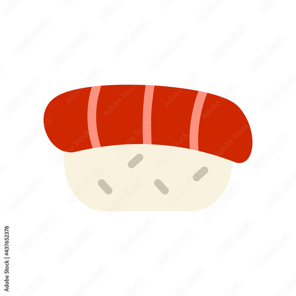 Sushi Vector Icon in Flat Style. Sushi is is a traditional Japanese dish of prepared vinegared rice and Seafood raw seafood. Vector illustration icon can be used for an app, website, or logo Sushi Vector Icon in Flat Style. Sushi is is a traditional Japanese dish of prepared vinegared rice and Seafood raw seafood. Vector illustration icon can be used for an app, website, or logo