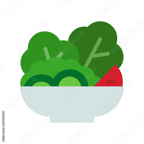 Salad Vector Icon in Flat Style. A salad is a healthy organic food consisting of vegetables for the diet or vegetarian. Vector illustration icon can be used for an app, website, or a logo.