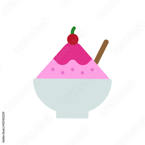 Shaved Ice Vector Icon in Flat Style. Shaved ice is made from finely shaved ice or finely shaved ice and sweet spices or syrup. Vector illustration icon can be used for an app, web, or logo