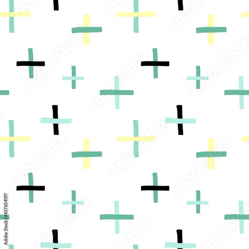 Simple seamless pattern. Green and yellow pastel colors, abstract hand drawn stripes, scandinavian childish minimal geometric collection. Decor textile, wrapping paper wallpaper vector print or fabric