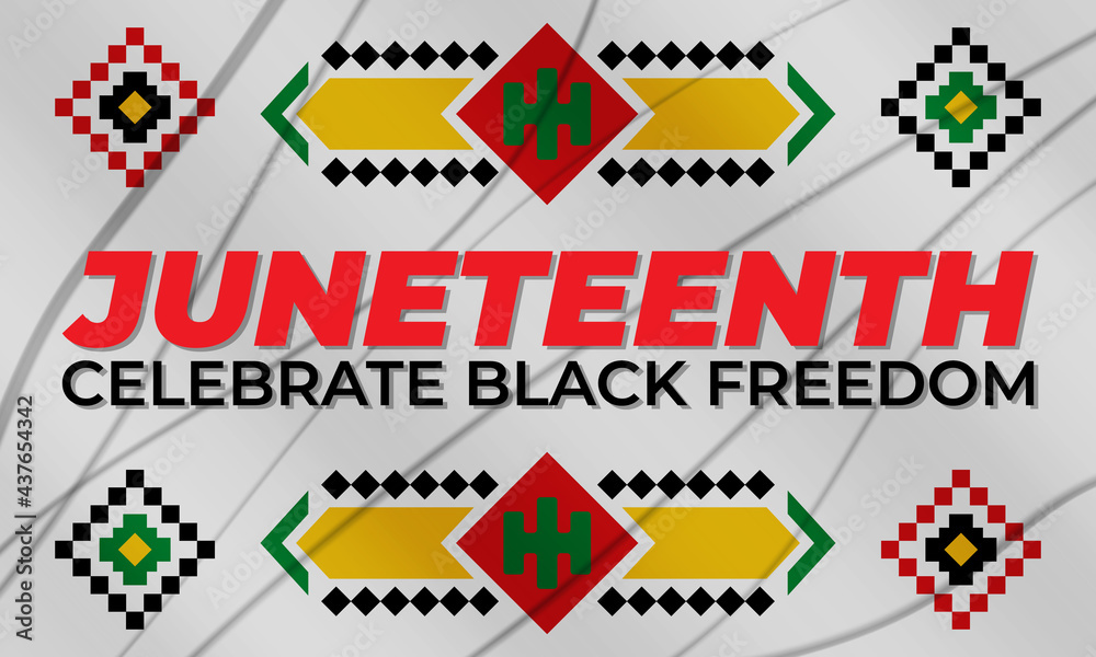 Juneteenth Freedom Day. African-American Independence Day, June 19. Juneteenth Celebrate Black Freedom. T-Shirt, banner, greeting card design. 
