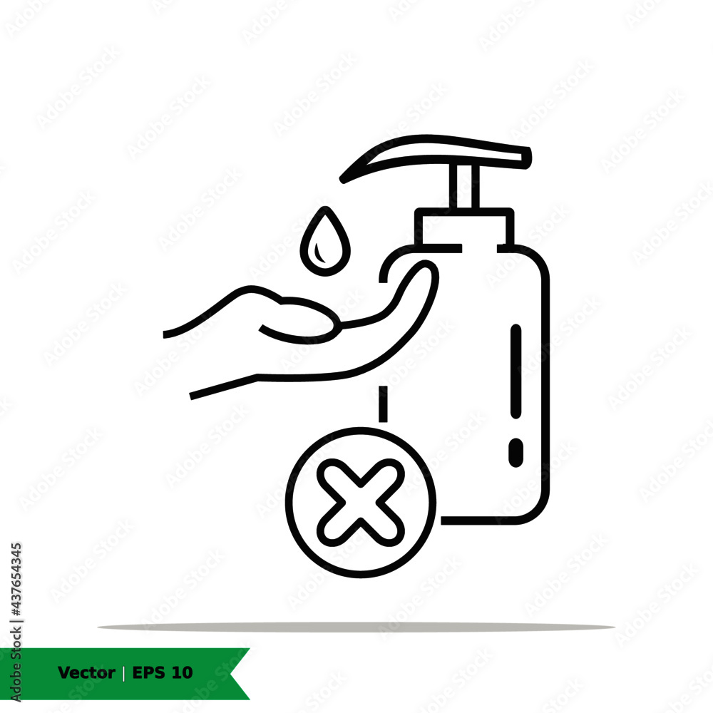 Wash hand with hand soap sanitizer icon illustration. Antiseptic Sign Symbol. Vector Line Icon. EPS 10 Wash hand with hand soap sanitizer icon illustration. Antiseptic Sign Symbol. Vector Line Icon. EPS 10