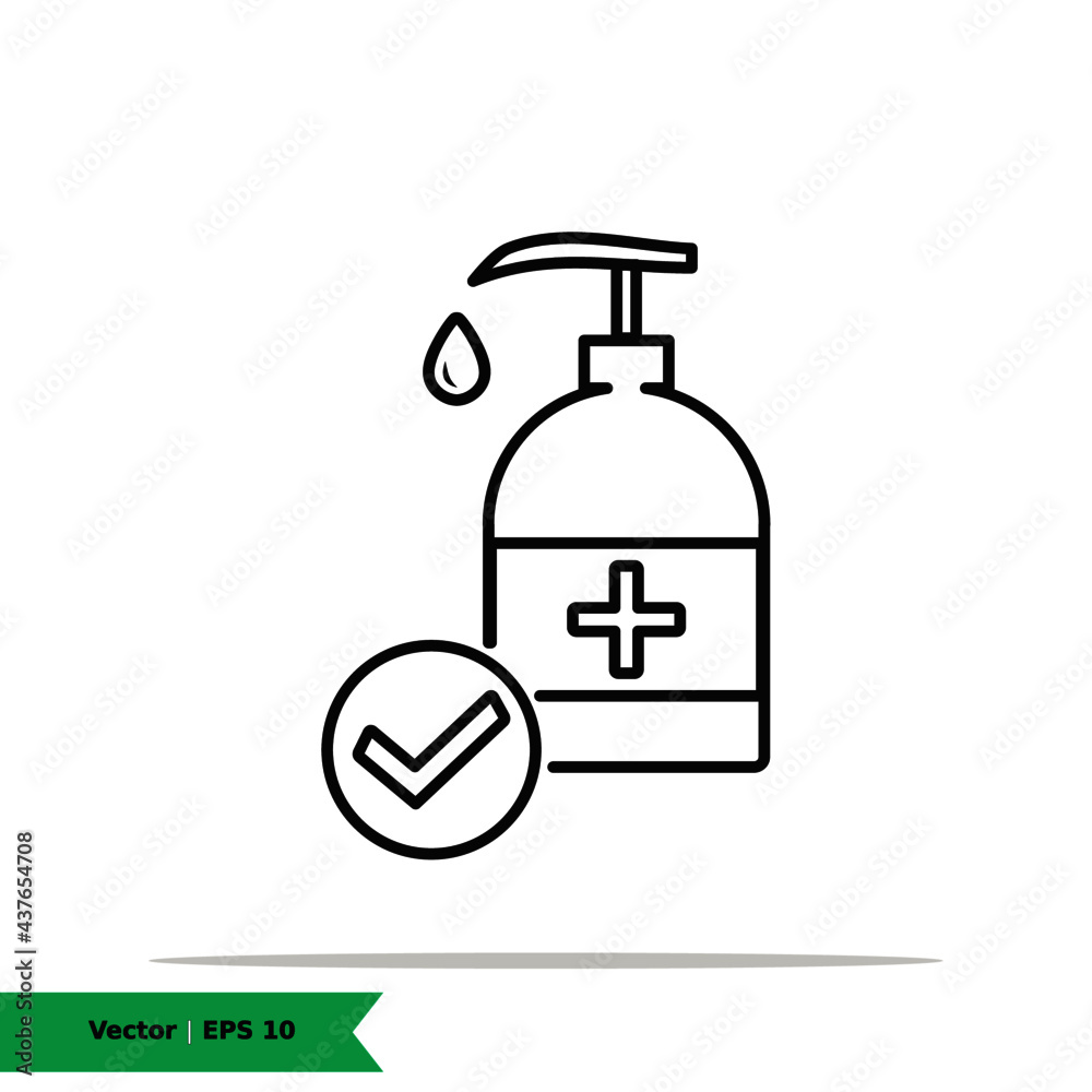 Hand Sanitizer Icon Illustration. Antiseptic Sign Symbol. Vector Line Icon EPS 10