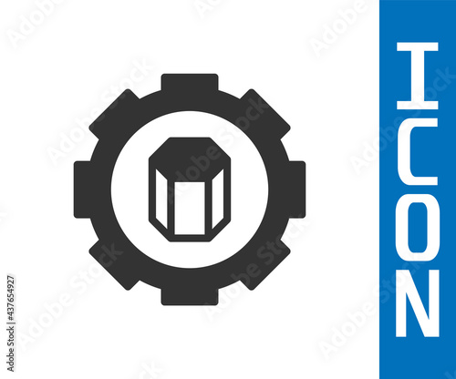 Grey 3D printer setting icon isolated on white background. 3d printing. Vector
