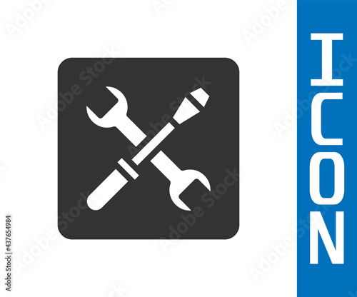 Grey 3D printer setting icon isolated on white background. 3d printing. Vector