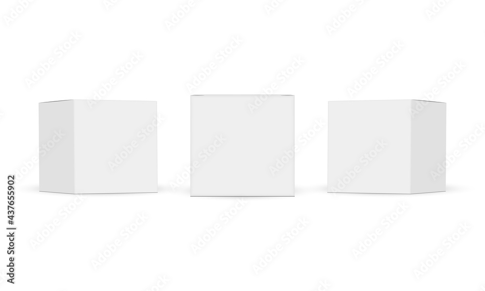 Set of Square Paper Boxes Mockups Isolated on White Background. Vector Illustration Set of Square Paper Boxes Mockups Isolated on White Background. Vector Illustration