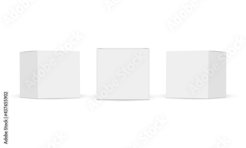 Set of Square Paper Boxes Mockups Isolated on White Background. Vector Illustration