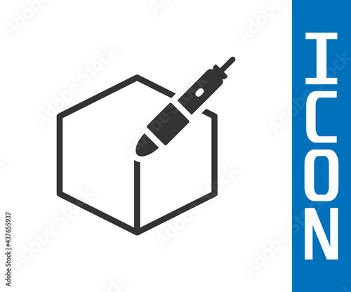 Grey 3d pen tool icon isolated on white background. Vector