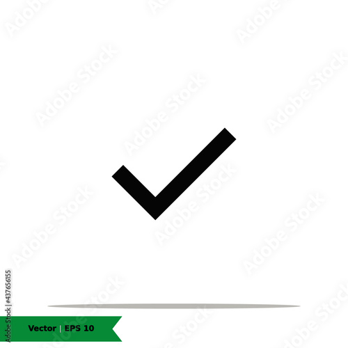 Check mark icon illustration. Vote yes sign symbol logo template. Vector Flat Stylist Icon EPS 10