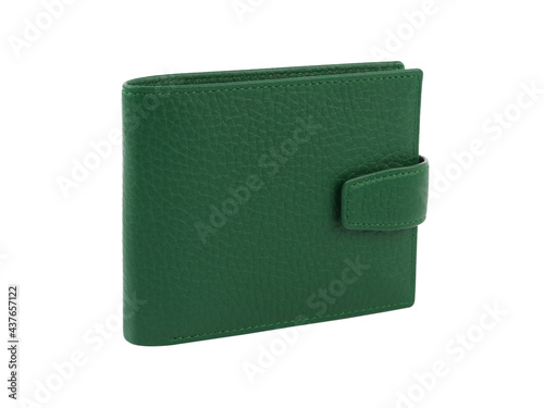 New green wallet of cattle leather isolated photo