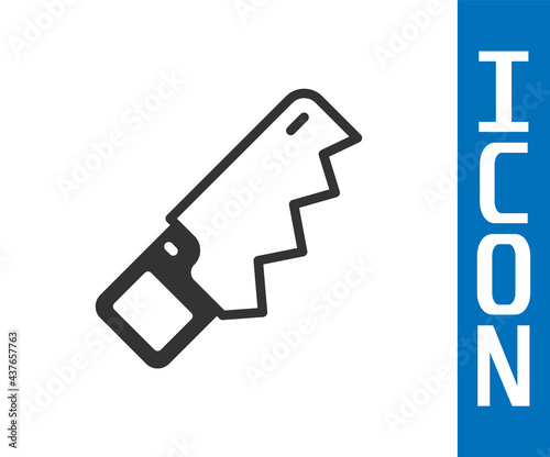 Grey Hand saw icon isolated on white background. Vector