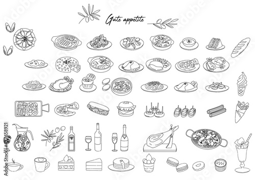 Various food icon illustration set