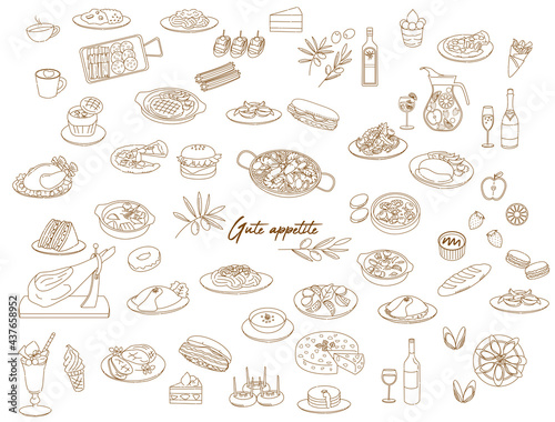 Various food icon illustration set