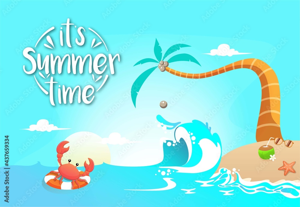 Hand drawn illustration of hello summer