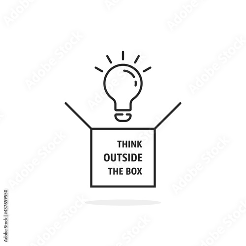 thin line think outside the box icon