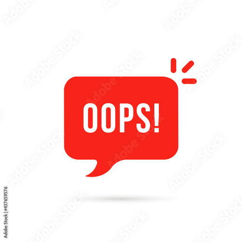 red oops speech bubble with shadow