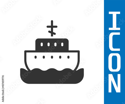 Grey Ark of noah icon isolated on white background. Wood big high cargo. Vector
