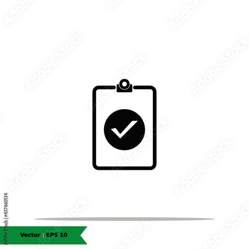 Approved Report, Checked Report Icon Illustration Logo Template. Report Sign Symbol. Vector Icon EPS 10