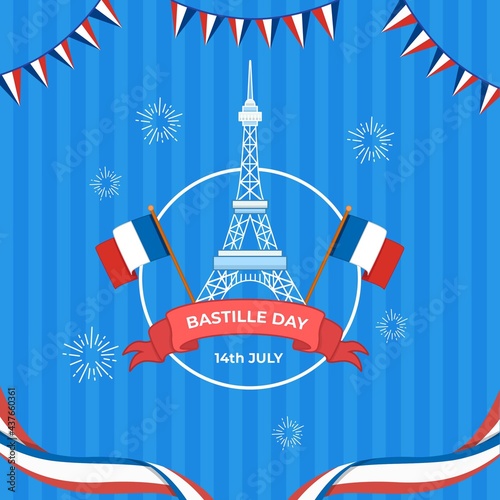 Celebration  bastille day illustration Design Concept
