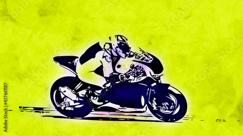 racing superbike running on a yellow background
