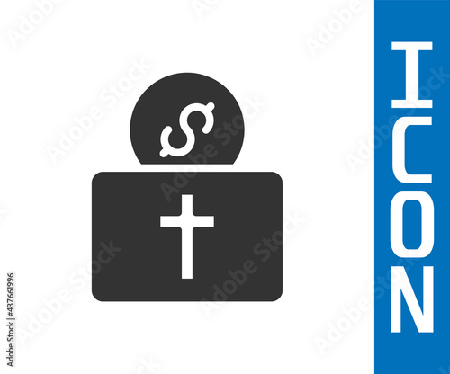 Grey Donation for church icon isolated on white background. Vector