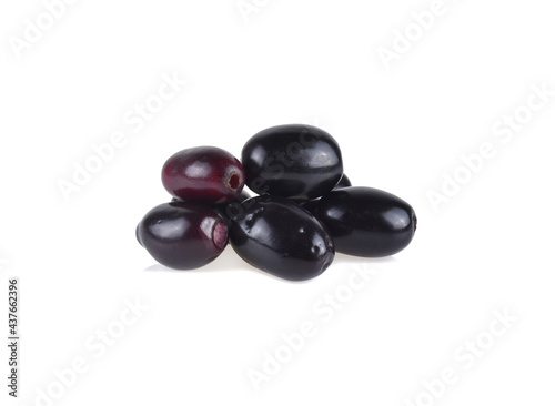 Jambolan plum or Java plum on white background.