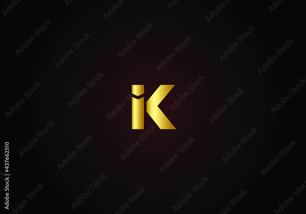 ik i k alphabet combination letter logo in gold golden ik i k alphabet combination letter logo in gold golden